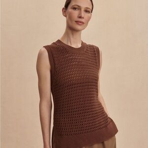 Varley Brown Knit Sleeveless Shell Top